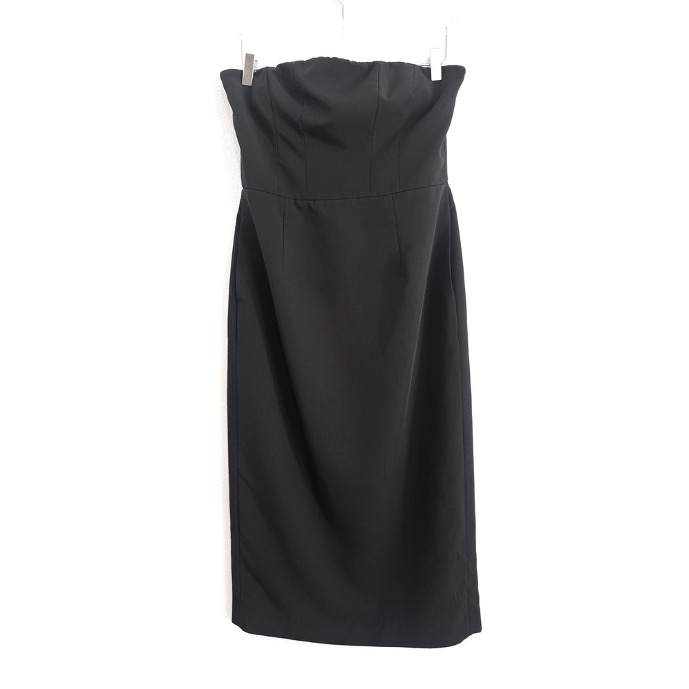 MILLY Traci Cady Strapless Midi Sheath Dress Black Cocktail Event